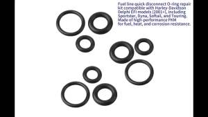 Fuel Tool O-Ring kit for Harley-Davidson EFI Models from 2000 Onwards Including Fuel Tool Check Valve O-Rings and Fuel line Male O-Rings for Street Glide Road King Softail Models.