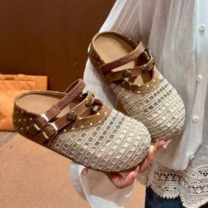 Free Shipping Thick-Soled WomenS Summer Outdoor Closed-Toe Mules 2026 New Model Suitable For Pairing With Skirts Breathable Mesh Woven Sandals