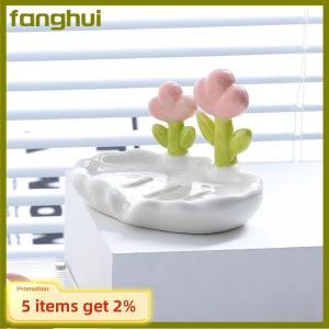 fanghui Creative Floral Soap Box Draining Non-slip Soap Dish Bathroom Accessories Sea White Soap Holder For Home Bath