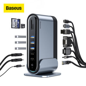 Baseus 16 Ports USB C HUB to USB 3.0 4K RJ45 VGA DC Audio Multifunctional Type C HUB Adapter Working Station for Notebook