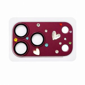 SIERWU HD rõ nét Miếng dán bảo vệ camera điện thoại bằng kính. Trái tim 3D đính cương Bao phủ toàn bộ Nắp bảo vệ ống kính máy ảnh. Chống trầy xước Phim bảo vệ ống kính điện thoại Cho iPhone 18 Pro Max