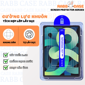 Kính cường lực iPad có khuôn TỰ DÁN TỰ LẤY BỤI cho Gen 5/6/7/8/9 Air 1/2/3/4/5/6/7 Pro 11 Pro 12.9/13 full màn hình