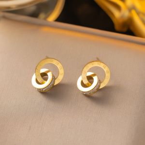 Vòng cổ kim cương nhẫn đôi chữ số La mã thanh lịch cho phụ nữ thời trang và đa năng