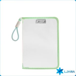 A4 Zipper File Bag with Built-in Metal Clip & Handle Large Capacity Transparent Document Pouch