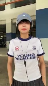 Babytee phong cách Hàn Quốc Áo Hở Eo của phụ nữ sơ mi thể thao ngắn Retro Mỹ Áo thun bóng đá cô gái đường phố-Xu hướng phổ biến trong 2026