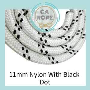 READY STOCK 11MM NYLON WHITE WITH BLACK DOT - 7 METER