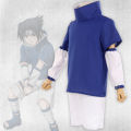 Anime Naruto Uchiha Sasuke Cosplay Costume For Adults Man Sasuke Uniform Blue Top Shorts Cuff Sleeve Outfits. 