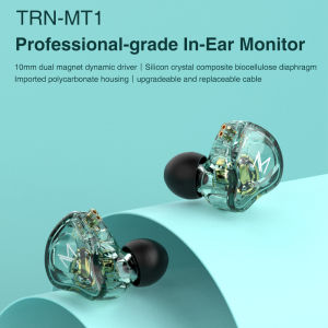 TRN MT1 Eeadphones Dual Dynamic Driver Earburds HiFi Bass Music IEM Headphone Metal Gaming Sports Running Headsets Noise Cancellation Wired Earphones 2PIN Detachable Wired DJ Monitors For Smartphones Tablet Laptops Computers