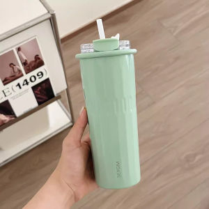 500ml Cute Tumbler Cups With Straw Stainless Steel Thermal Water Bottle Korean Thermos For Hot Ice Coffee Tea Juice Water Cup