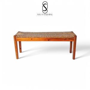 Ghế Băng Dài Ghế Sân Vườn Gỗ Tràm Có Đệm Đan Sợi Cỏ Biển Độc Đáo SolFurnishing
