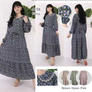 MiDi Dress JUMBO LD 120 CM Rayon Bunga FLORISH 4XL SUPER BIG SIZE 4158