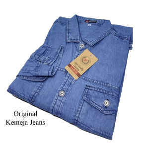 Arief Denim Kemeja Jeans Denim Pria Panjang Kemeja Jeans  Model Terbaru 2022 Casual Atasan Bahan
