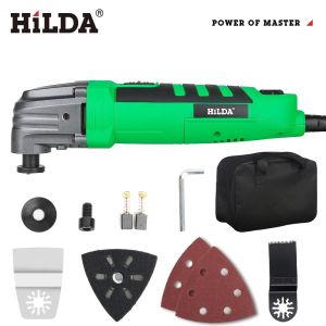 HILDA Variable Speed Multifunctional Swing Tool Power Tools 3 ° Oscillating Tool Electric Trimmer With Bag And Blades 6-speed