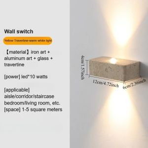 Outdoor Waterproof Wabi Sabi Guesthouse Courtyard Villa Travertine Wall Light Dining Room Balcony Shining Up and Down Wall Lamp