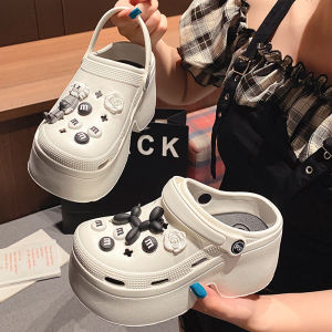 [Free Shipping] Fashionable New Model 2508 High-Heeled Perforated Shoes With Thick Soles For Women Suitable For Outdoor Wear Beach Closed-Toe Mules For Men