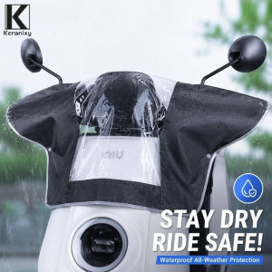 Keranixy Motorcycle Front Rain Cover Waterproof Dashboard Shield Sunshade Scooter E-Bike Protector
