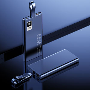 Portable power bank 66W super fast charging 20000mAh battery with built-in hanging rope and wired LED display power bank