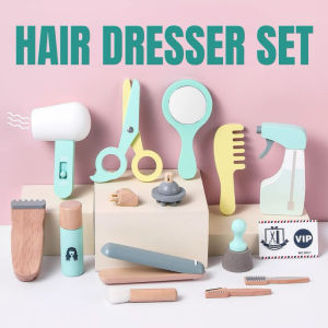 UMU Wooden Hair Dresser set Pretend Play Toys Wooden Toys Hair Dressing set