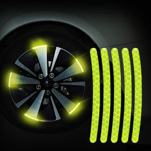 【Ann-Car】20Pcs/Set Car Wheel Reflective Sticker Car-styling Safety Warning Reflective Sticker Car Wheel Decorative Strip Auto Exterior Motorcycle Bike Tires Sticker