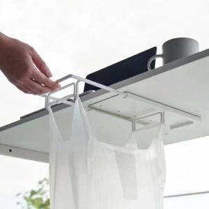 Sacesr Metallic Storage Holders Overhead Storage Rack Kitchen Garbage Bag Holder Retractable Holder Trash Bag Holder Desk Organizers T6H1N