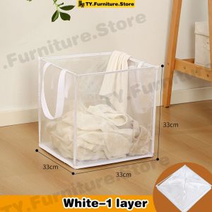 1/2Layer Easy to Carry Dirty Clothe Storage Basket High Capacity Plush Doll Dirty Clothing Organizer Space Saving Laundry Hamper