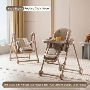 【Fireheart Warrior】 2-in-1 Baby High Chair and Rocker / 6-Level Height Adjustment / Double Tray / Reclining Seat