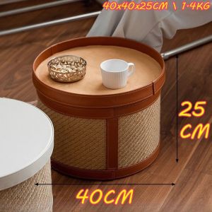 xpkQ Leather Lid Storage Waterproof Moisture-proof Anti Mold Side Table Multifunctional Light Luxury Leisure Home Storage 5B8Q6