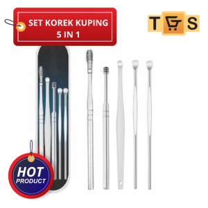[100gr] T646 | Alat korek kuping telinga pembersih kotoran Ear wax Stainless steel Besi earwax | Korek Kuping 5in1