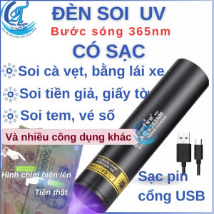Đèn soi tiền giả có sạc Đèn Pin UV SV57 3W 365nm Đèn Pin Tia Cực Tím Sạc Được USB Và Đèn soi UV tiền giả 9 bóng led dùng pin tiểu