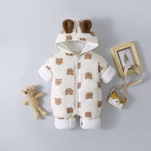 เสื้อผ้าเด็ก เวอร์ชั่นเกาหลี หนาและกำมะหยี่ ชุดเด็กทารกชายและหญิงเพื่อให้ความอบอุ่นในฤดูใบไม้ร่วงและฤดูหนาว เสื้อผ้าปีนเขาบุผ้าฝ้าย