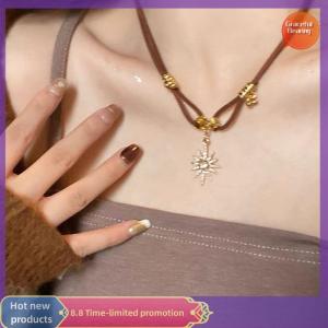 Graceful 1 2ชิ้นสร้อยคอแฟชั่นดาวเพทายสำหรับผู้หญิงสร้อยคอวินเทจเครื่องประดับสร้อยคอจี้ดาวสองชั้นปรับได้