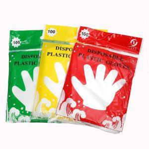 100Pcs Disposable Gloves One-off Plastic Glove Clear Disposable Food Gloves for Industrial Restaurant Dinner Cleaning Gloves
