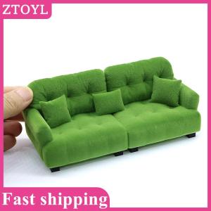 ZTOYL💝 Dollhouse Simulation Flocking Sofa Model Dollhouse Mini Living Room Furniture Decoration Accessories Pretend Play Toys