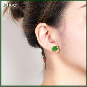 Fitow Minimalist Elegant Emerald Green Flower Shape Stud Earrings For Gift Ornament Accessory Decor Fashion Jewelry