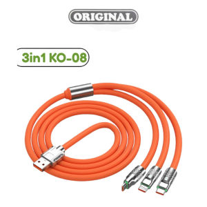 KABEL DATA ORIGINAL 3IN1 model  KO-08 denagn 3 jenis colokan MICRO USB TYPE C DAN LIH\GHTING