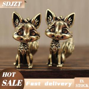 SDJZT Brass Fox tượng dễ thương Fox thu nhỏ bức tượng nhỏ bàn trang trí trang trí phụ kiện đồng động vật điêu khắc trang trí nội thất thủ công mỹ nghệ