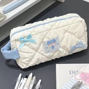 Kawaii Polka Dot Pencil Case Large Capacity Multi Compartment Pen Pouch Stationery Organizer Bag Students School Travel