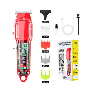 Rechargeable Transparent Hair Cutting Machine Power LCD Display Cordless Electric Trimmer For Men Professional Hair Salon Barber Clipper