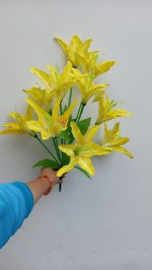 1 Bụi hoa lyly giả bằng vải 10 bông 45cm - Hoa giả - TUYET XUAN SHOP