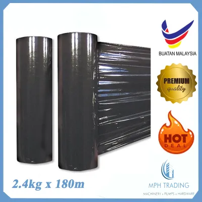 [MADE IN MALAYSIA] 500MM High Quality Black Stretch Plastic Wrap Film Wrapping Film Packing Film 2.2kg x 180M x 1Roll Secure Wrapping Parcel Luggage Cling Shrink Packing Plastic Wrap