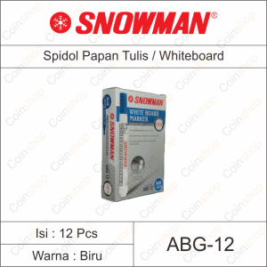 1 Box Spidol Papan Tulis Snowman ABG 12 Whiteboard Marker Biru Hitam Hijau Merah Isi 12 Pcs