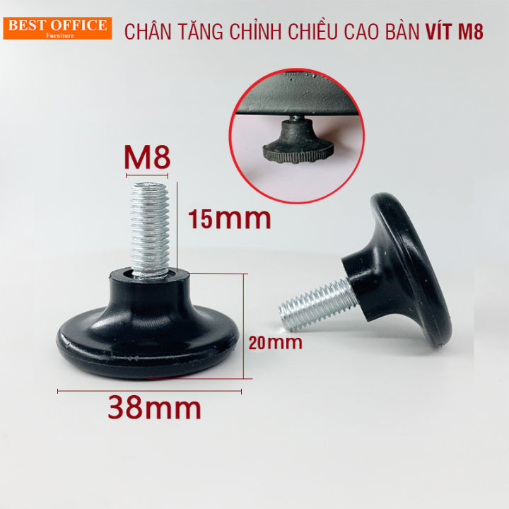 Chân tăng chỉnh chiều cao bàn M8, vít tăng đế cao su bàn ghế chống xước, chống trượt, sắt hộp giúp tùy chỉnh độ cao, cân bằng cho bàn ghế