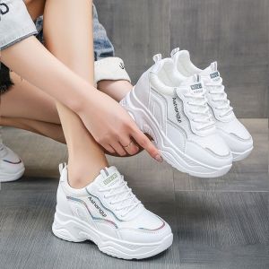 Giày thể thao nữ độn đế 7 phân viền cầu vồng sneaker nữ da mềm phối lưới hotrend 2022 đi học đi chơi LISA M81