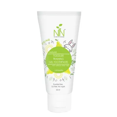 Nature to Nurture Toddler Training Gel Toothpaste (3-24 mos) | Fluoride-Free & Safe to Swallow for Babies | Pear Flavor
