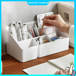 Desk Organizer Pen Holder Cosmetics Storage Box Makeup Brush Tube Phone Holder Cosmetic Holder Remote Control Storage Box Multi-Compartment