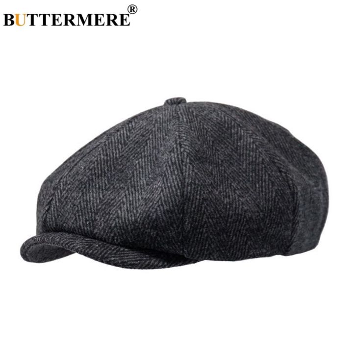 BUTTERMERE Newsboys Beret Herringbone lelaki Flat Caps Wool Winter ...