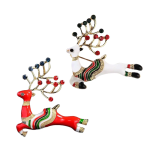 เข็มกลัดเข็มกลัดเข็มกลับปกเสื้อกวางเรนเดียร์ประดับพลอยเทียมปักหมุดสำหรับผู้หญิงของขวัญวันคริสต์มาสสำหรับผู้ชายผู้หญิง