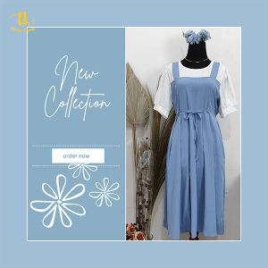 TINO-TINO MIDI DRESS SQUARE NECK KOREAN STYLE NEW NEVERTHELESS CASUAL IMPORT/DRESS WANITA KASUAL IMPORT