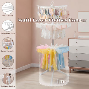 Tầm nhìn 2/3 tầng có thể gập lại Giá phơi quần áo tầng đứng phơi vớ Kệ ban công nhiều lớp móc treo gập cho quần áo trẻ em tã có hình chiếc ô Giá treo khăn