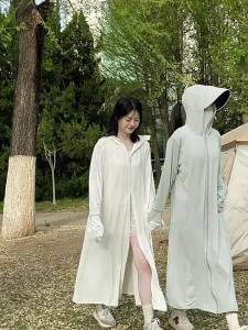 Jasmines Quest 2025 New ice silk sunscreen dress for women long robe style outdoor UV protection dress